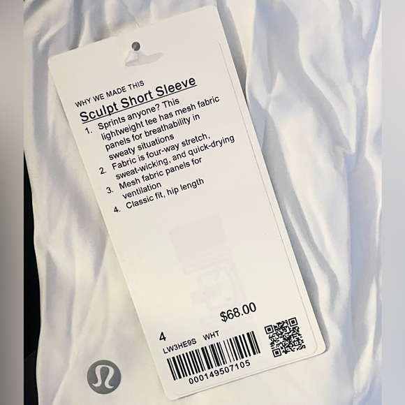 Lululemon Athletica White Short Sleeve Mesh Back Tee NWT - Picture 3 of 14